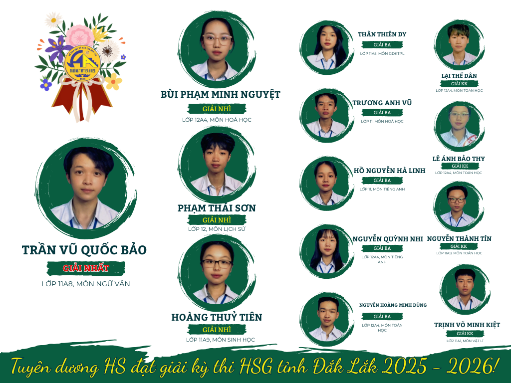 Vinh danh HS đạt giải kỳ thi HSG cấp tỉnh năm học 2025 – 2026!